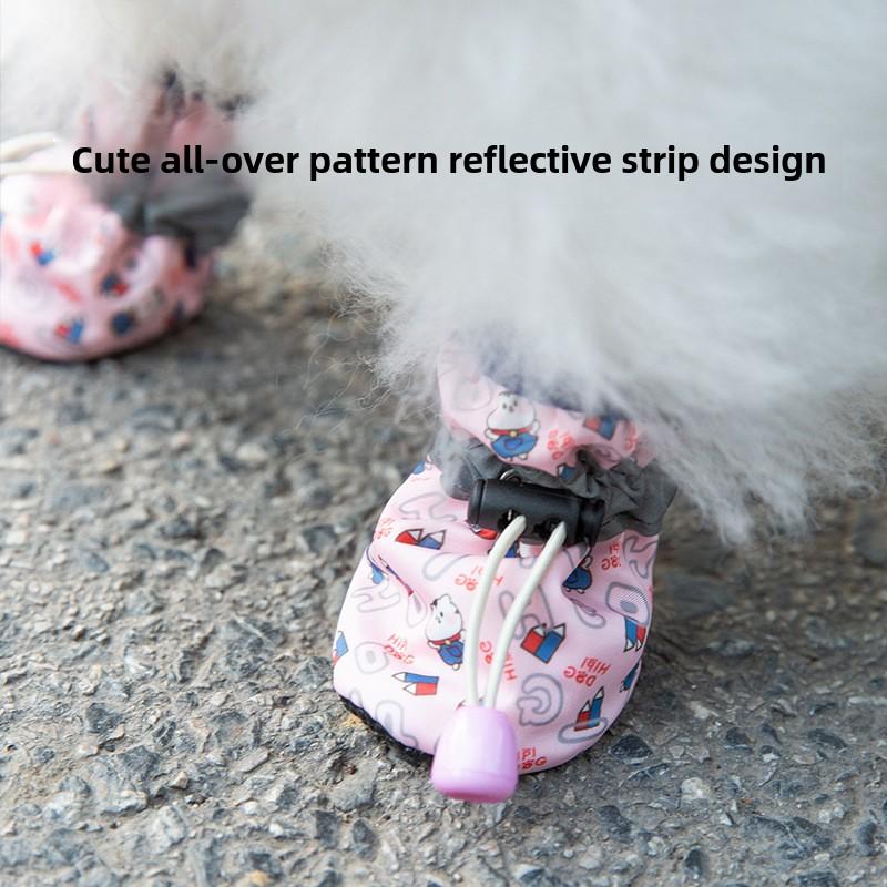 Pet Soft-soled Shoes Bear Full Print Puppy Dog Shoes Medium and Small Dog Teddy Dog Foot Cover Waterproof and Non-slip Pet Shoes