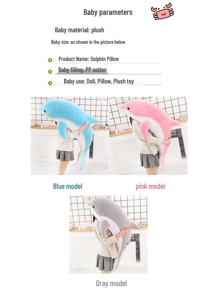 Adorable Dolphin Plush Pillow & Ocean Animal Doll Gift