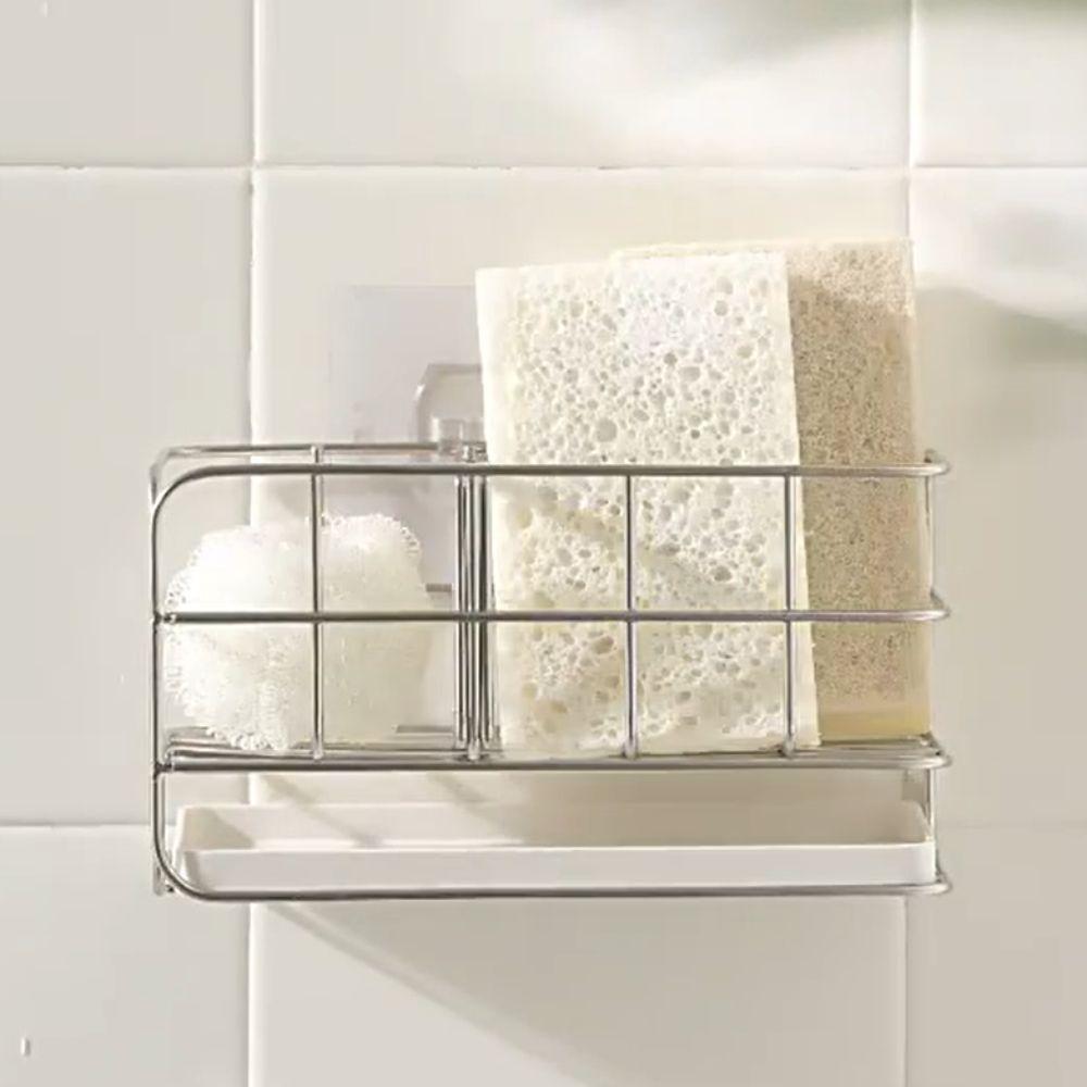 Removable Partitions Sink Sponge Holder Stainless Steel Dishwashing Liquid Storage Shelf  Bathroom