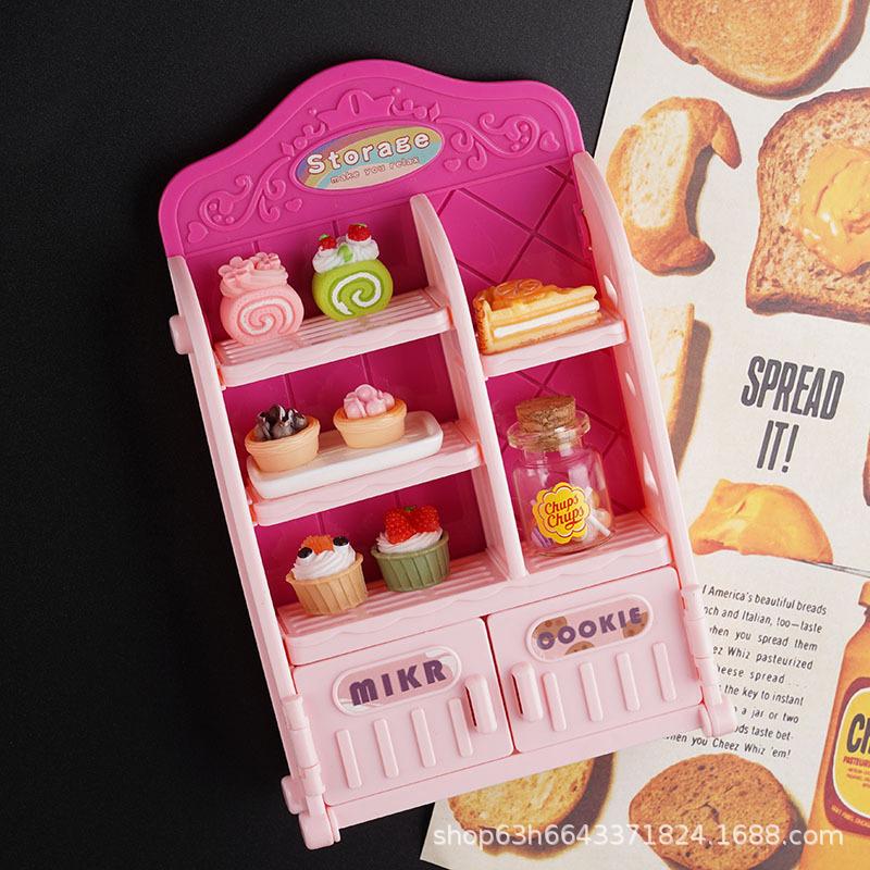 Play House Toy Simulation Dining Rack Refrigerator Sticker Mini Supermarket Doll House Miniature Scene Model Small Ornament Shelf