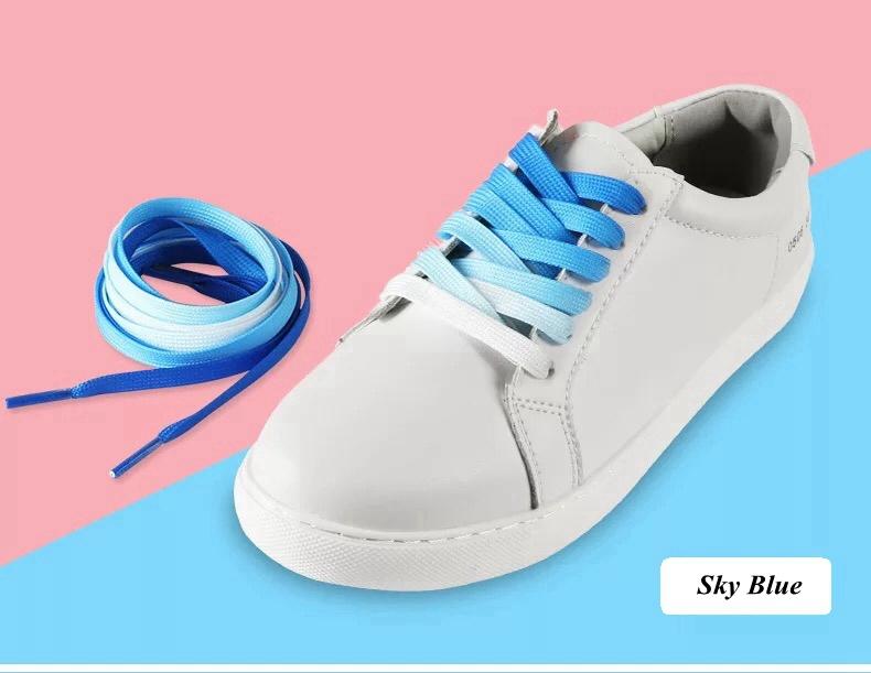 Colorful Flat Shoelaces Candy Gradient Rainbow Shoelace Kids Adult  Canvas Shoe Laces Camping Boots Silk Party Shoestring 1 Pair