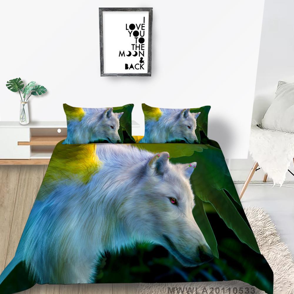 2023 New Style King Size Bedding Animals Home Bedclothes High Quality 3D Wolf Printed Luxury Comforter Cover Set with Pillowcase