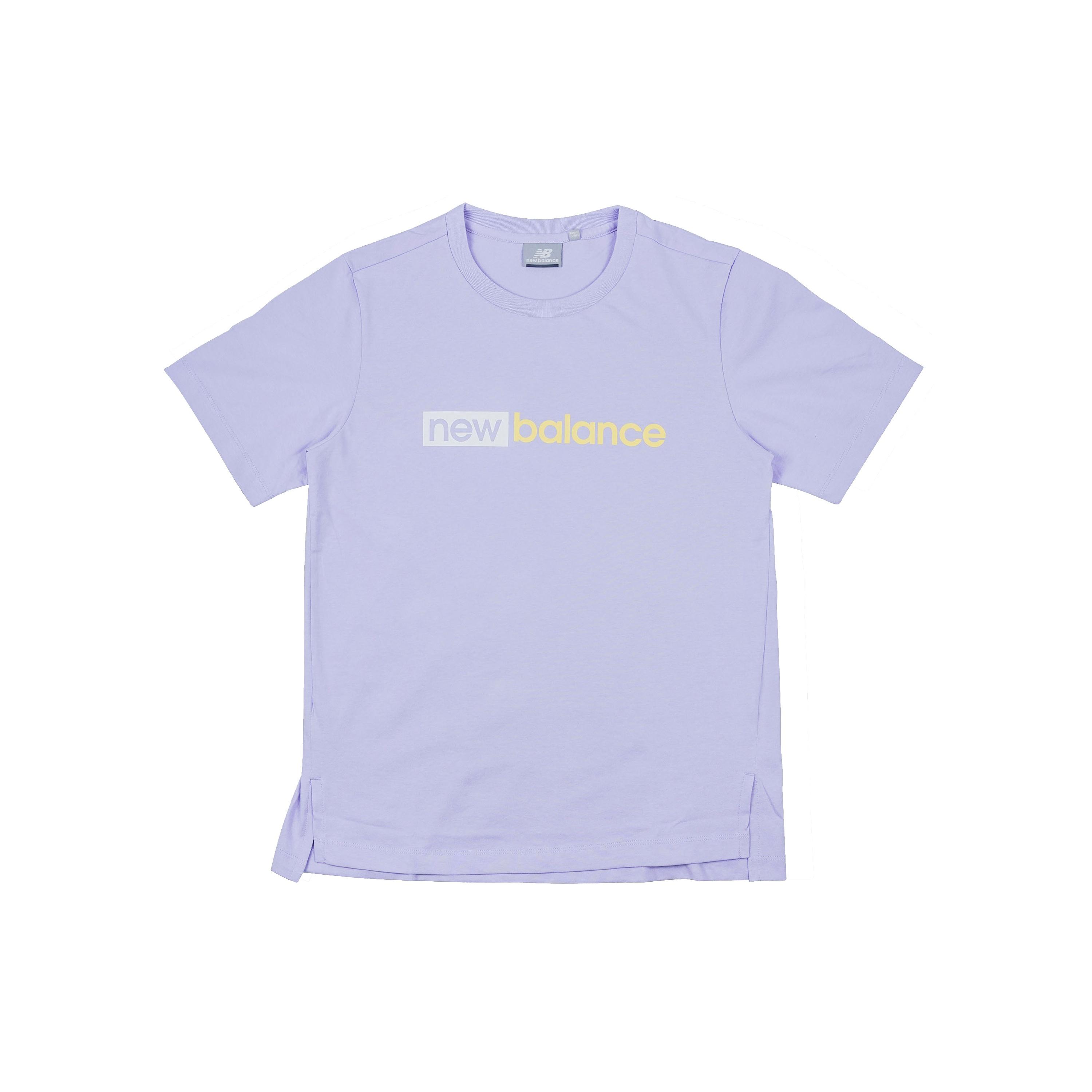 (WMNS) New Balance Logo Printing Casual Sports Short Sleeve Version Purple Women s NEA2E032-DV S