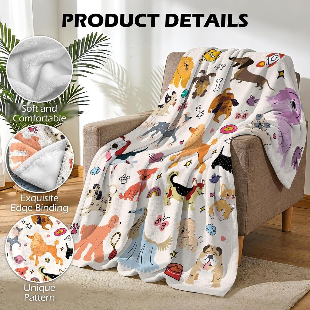 Süße Hundeprint-Decke für Kinderzimmer, Schlafzimmer, Heimdeko, Geschenk für Tierliebhaber, Gemütliche Herbst-Frühlings-Decke