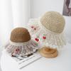 Women's Summer Hat Lace Floral Brim Sunshade Sun Hat Lady Korean Style Bucket Hat Fisherman Cap Seaside Sunscreen Beach Travel