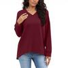 Women S Casual Solid V Neck Long Sleeve Pullover Sweatshirt