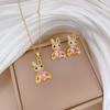 Full of Zirconium Exquisite Wind Copper Micro-inlaid Earrings Necklace Set Combination