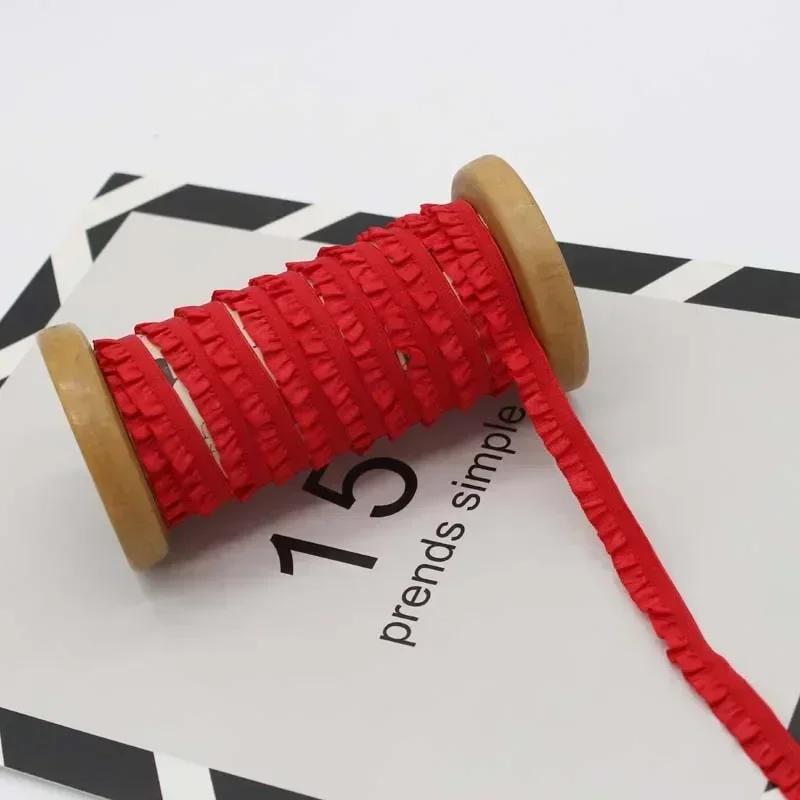 5-30Meters Meetee 10mm Elastic Bands Garment Stretch Ruffled Lace Trim Hairband Rubber Tapes DIY Clothing Sewing Accessories