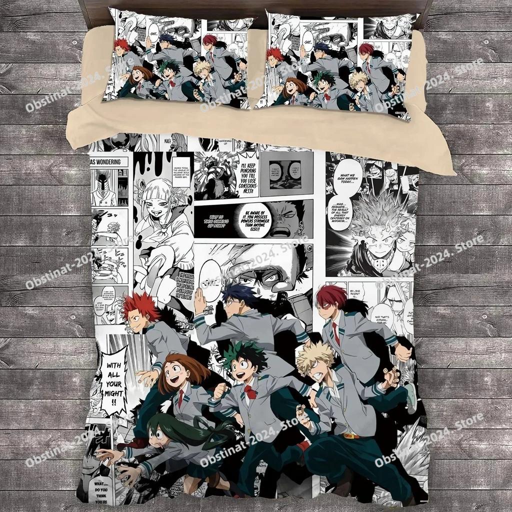 Anime Duvet Cover Pillowcase My Hero A-Academia Bedding Set Boys children Bedroom dormitory Single Double Large Size Gifts