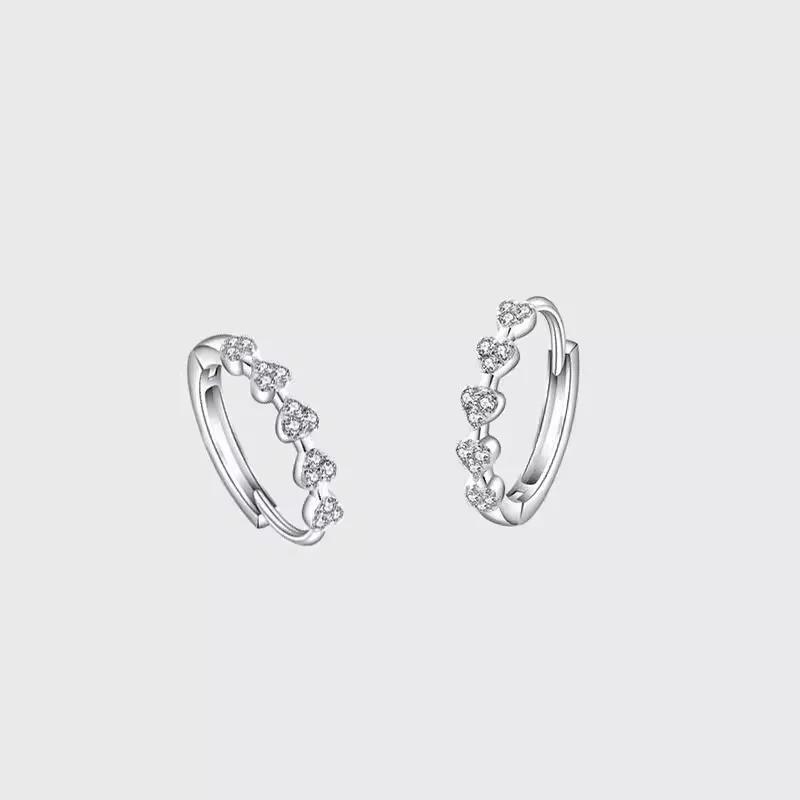 New Heart Hoop Earrings For Women Temperament Simple Inlaid for Women Wedding Silver Color Ear Shiny Zircon Jewelry Accessories