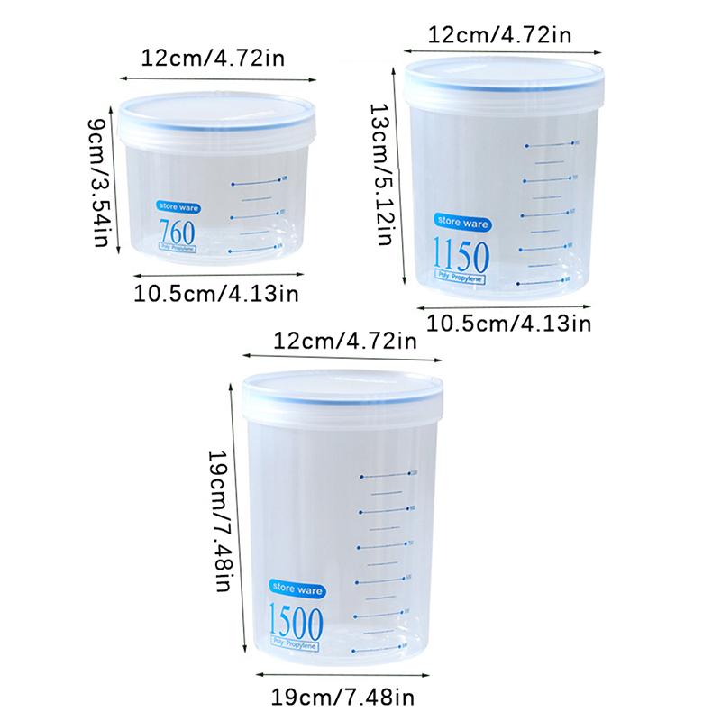 Transparente Vorratsgläser mit großem Fassungsvermögen und Verschluss, feuchtigkeitsdichte Küchen-Aufbewahrungsboxen für Müsli, luftdichtes Lebensmittelglas aus Kunststoff