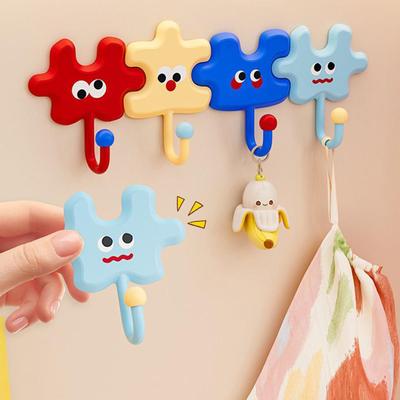 Self-Adhesive Wall Hooks Punch-Free Color Wall-Mounted Key Holder Wall Hanging Hook Kitchen Bathroom Organizer