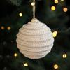 Christmas Ball Ornament Linen Design Rustic Distressed Hanging Ball Xmas Tree Decor Farmhouse Ornament
