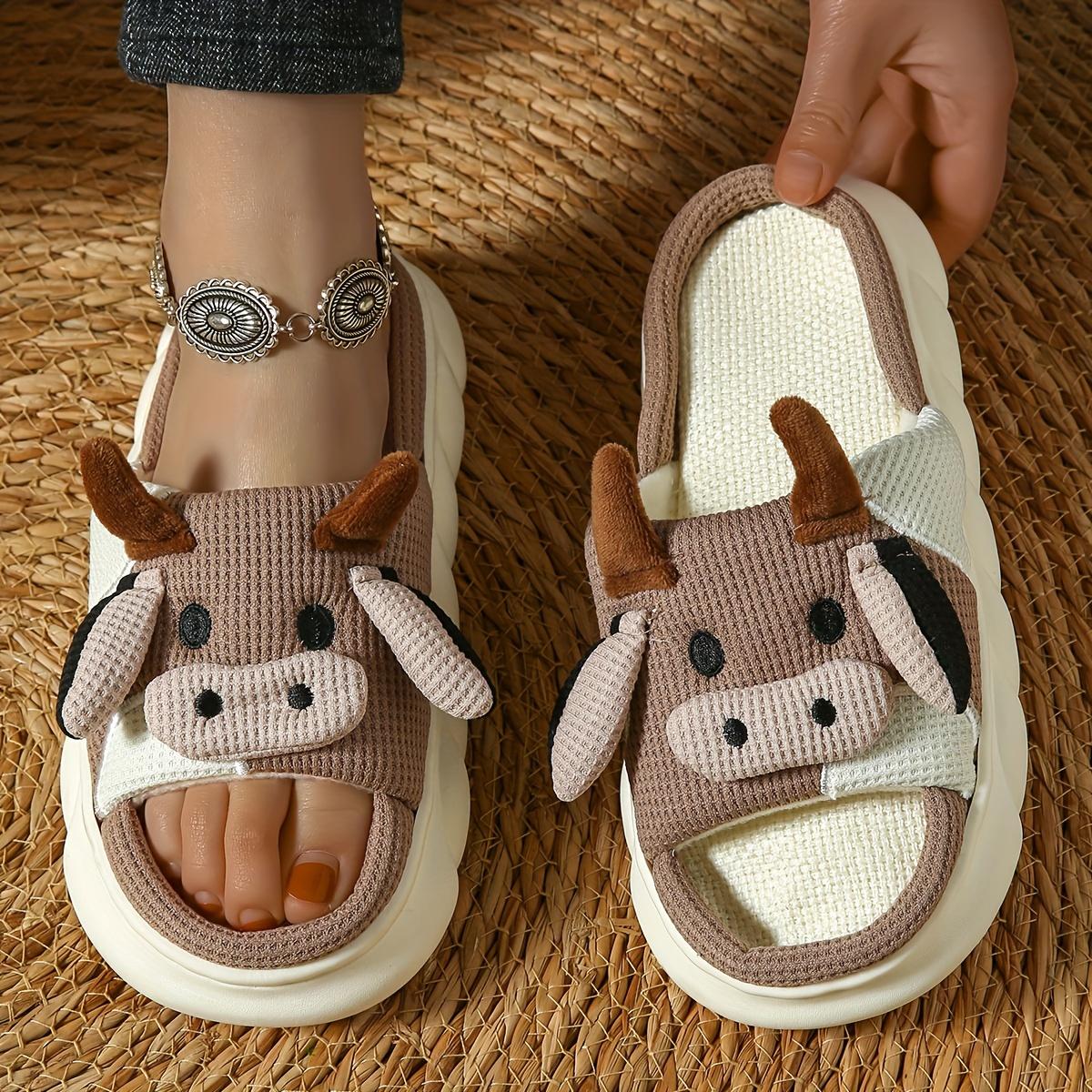 

Милые мультяшные новинки, льняные тапочки, удобные, мягкие и льняные, подошва дышащая, нескользящая, бесшумная обувь 44-45