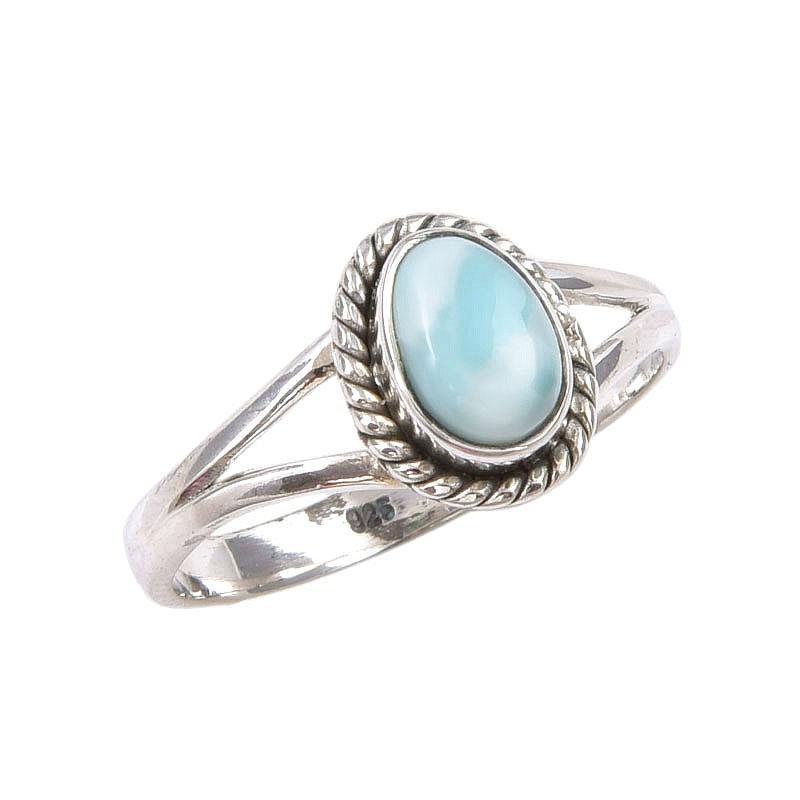 Bague en Argent Sterling 925 Fait Main avec Pierre Précieuse Larimar Natural Republic Taille 7 V5J61