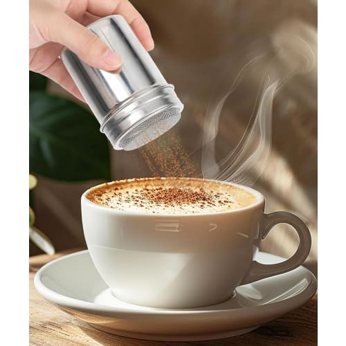 TerraShine Stainless Steel Spice Shaker with Lid, Fine Mesh, for Spices, Sugar, Cocoa, Coffee, Pepper, Chocolate, and Other Condiments, Perfect for Ho