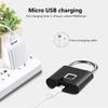 Smart Fingerprint Padlock Waterproof Zinc Alloy Biometric Padlocks USB Charging Fingerprint Lock Door Lock