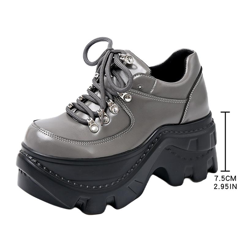 Fashion Fashion Black Chunky Sneakers for Women 2025 Autumn Platform Sports Shoes Woman Gothic Punk Style Thick Sole Sneakers Plus Size