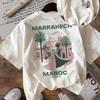 2026 Pánské cestovní tričko se suvenýrem "Marrakech" Pastelový design městské krajiny Volný střih 100% bavlna Letní tričko