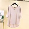 Women Casual Comfortable Summer Loose Fit Large Size Modal V Neck T Shirt Half Sleeve High Low Hem Top