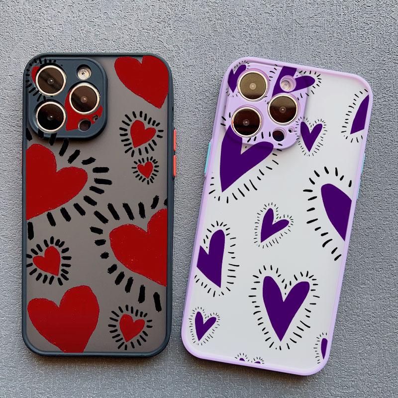 Cute Love Heart Pattern Protective Phone Cases for Iphone 15 11 12 13 Pro Max Mini 16 14 Pro Max Plus X XR XS Shockproof Cover