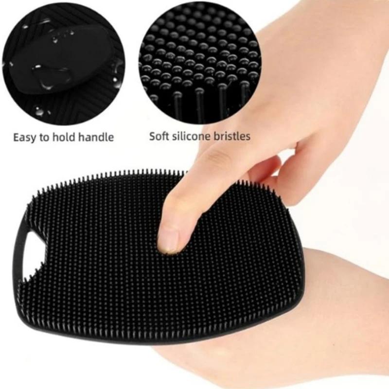 1pc Soft Silicone Exfoliating Brush Cleanser Manual Body Cleansing Scrubber Shower Gentle Massage Bath Brush for Men