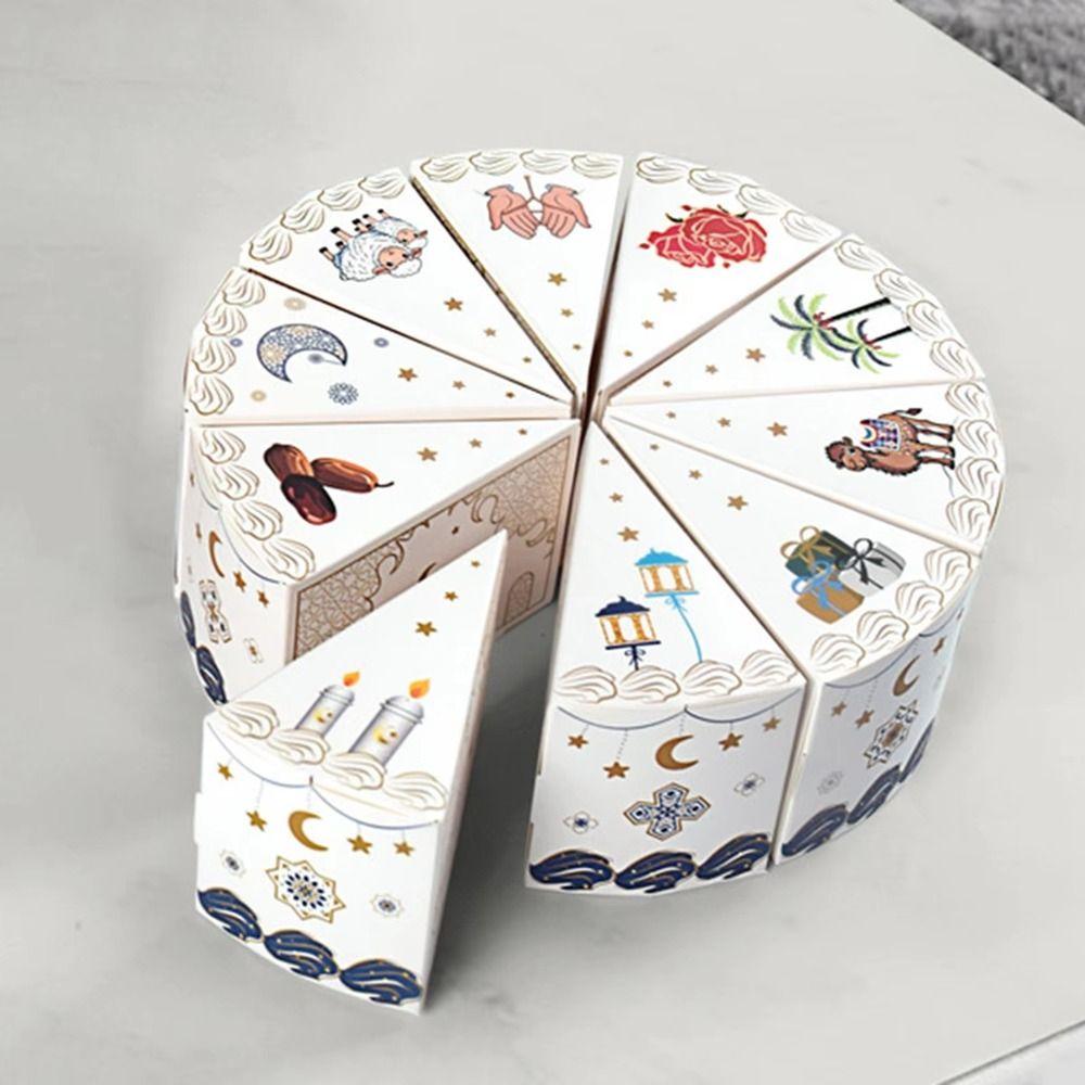 10 kusů/sáček Papírová dárková krabička ve tvaru dortu Střední východ Trojúhelníkové krabičky na balení dezertů Roztomilá krabička na dárky k ramadánu Párty