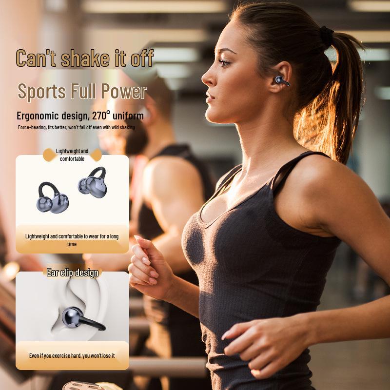 Crystal Buckle Bluetooth Earbuds S6: Clip-on Wireless Earbuds with Long Battery Life for Huawei