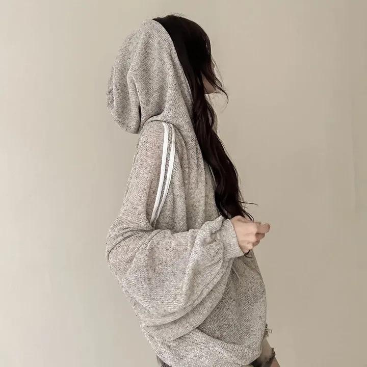 Dünne Leinenjacke Mode Damenjacke Sonnenschutzkleidung Retro Locker Langärmliger Strickcardigan