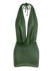 Mini Abito Arancione Lavorato a Maglia Halter da Donna Profondo Scollo a V Schiena Nuda Copricostume da Spiaggia Abito da Festa K145