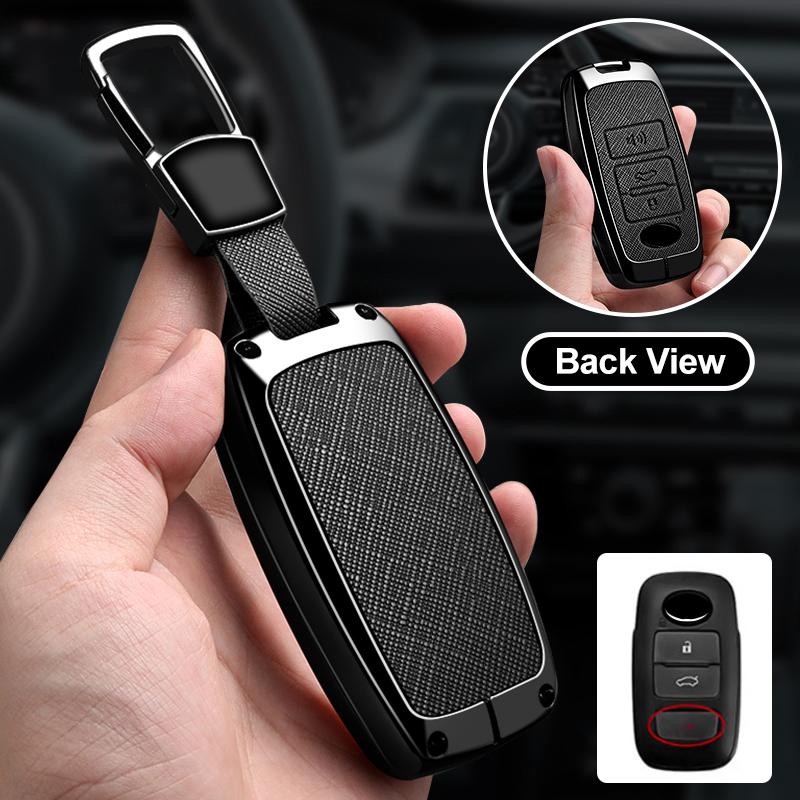 Zinc Alloy Leather Car Remote Key Case Cover Shell for Toyota Yaris Ativ Raize Veloz Avanza Rush Auto Keychain Accessories