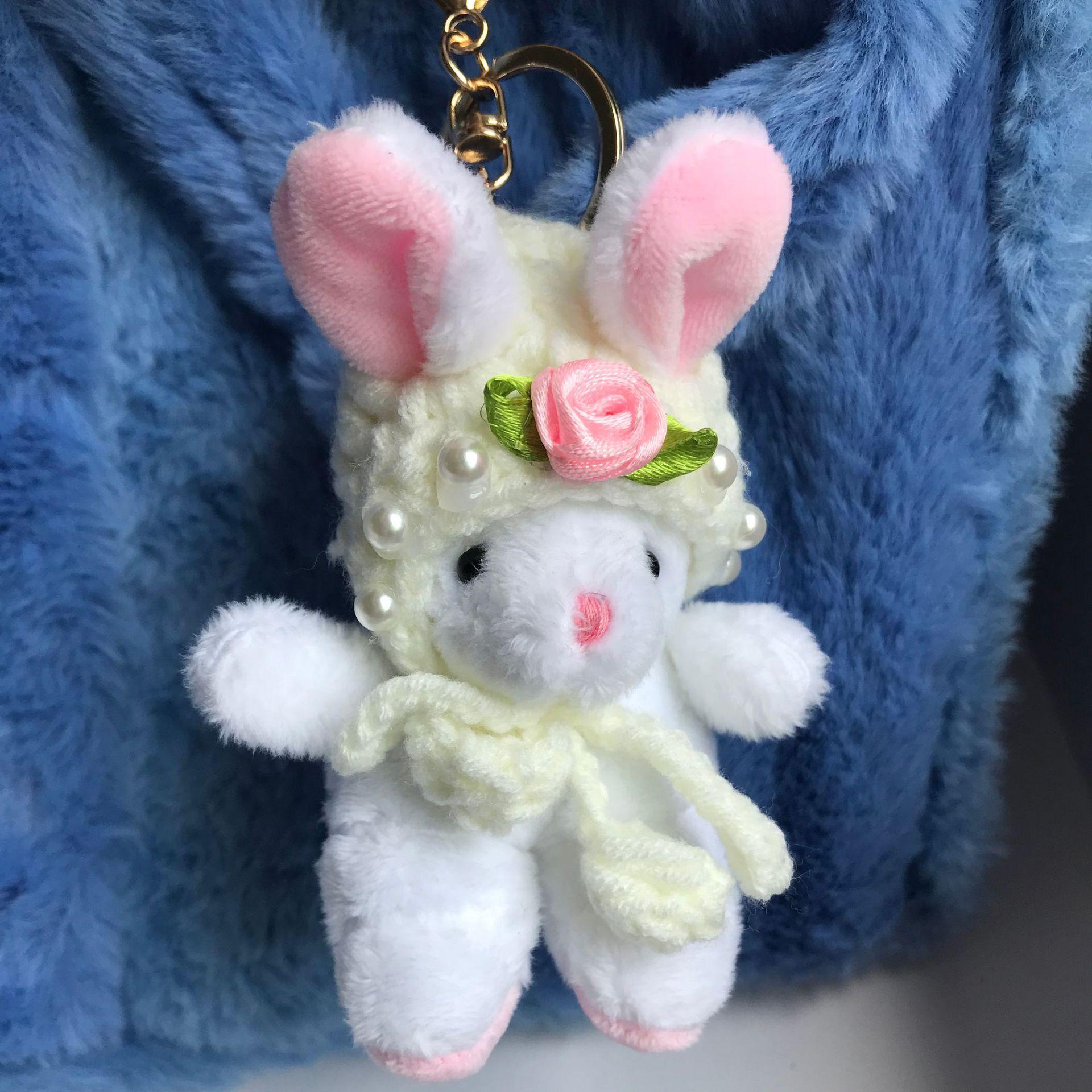 

Cute rabbit bag pendant plush doll pendant gift for girlfriends trendy brand personalized mobile phone hanging chain keychain