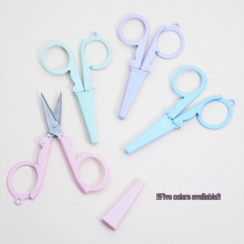 Compact Foldable Stainless Steel Scissors for Travel, Fishing, Students, and Outdoor Use