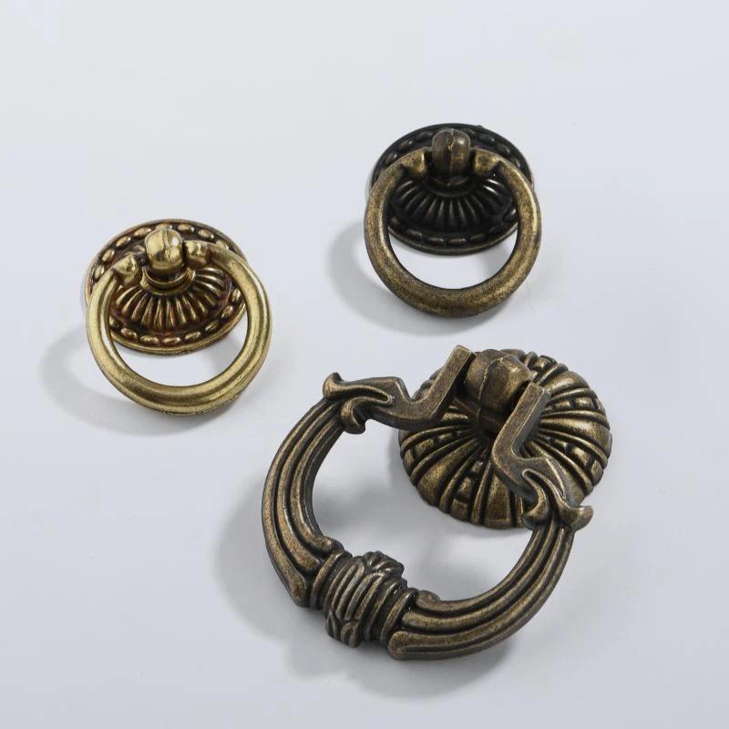 Heavy Duty Retro Drawer Ring Pulls Zinc Alloy Multiple Vintage Styles for Bathroom Wardrobe Cabinet Home Decor