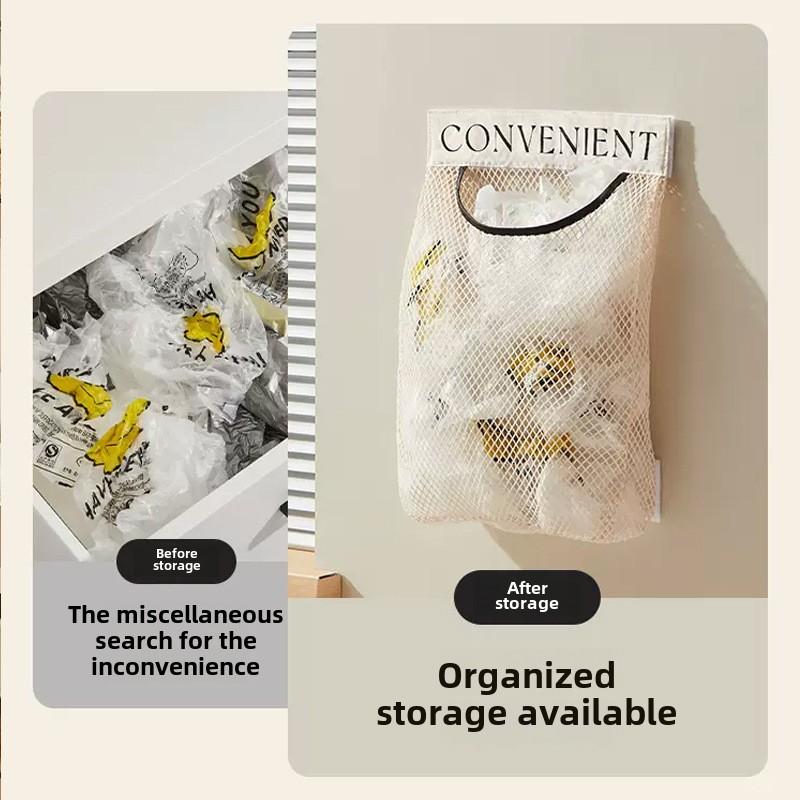 Väggmonterad nätförvaringsväska Sopväskhållare Plastkassar Dispenser Diverseväska Nätförvaring Matkasseorganisatör
