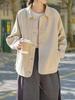 Women's Autumn Cotton Linen Short Cardigan with Raglan Sleeves