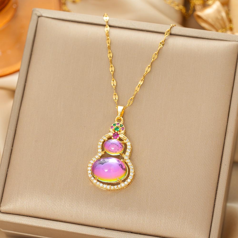 Japan and South Korea Simple Popular Wind Titanium Steel Necklace Female Niche Exquisite Internet Celebrity Zircon Clavicle Chain High-end Jewelry