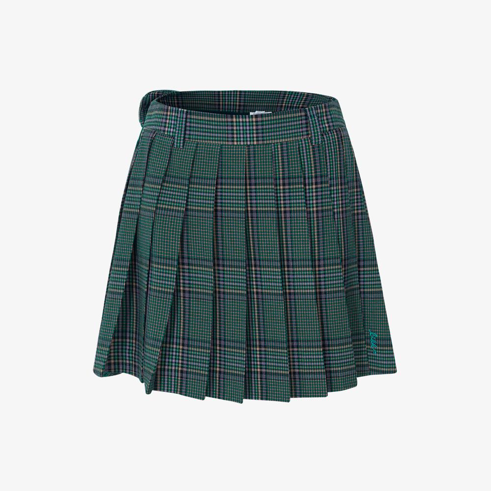 Rick Check Pattern Pleated Culotte Skirt (Green)
