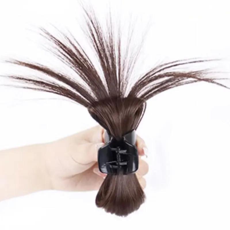 

25 см синтетические накладные волосы для наращивания, прямой пучок с когтями, прическа «куриные перья», волан для головы, шиньоны для девочек и женщин темно-коричневого