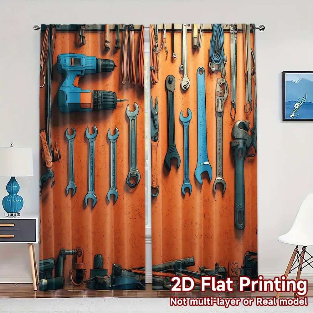 

2pcs 2D FLAT PRINTING Curtains (Without Rod) Tool Wall Symphony Chic Curtain Fabric 100% Polyester Curtains Room Decor Suitable 100*130 HOOK 1pcs