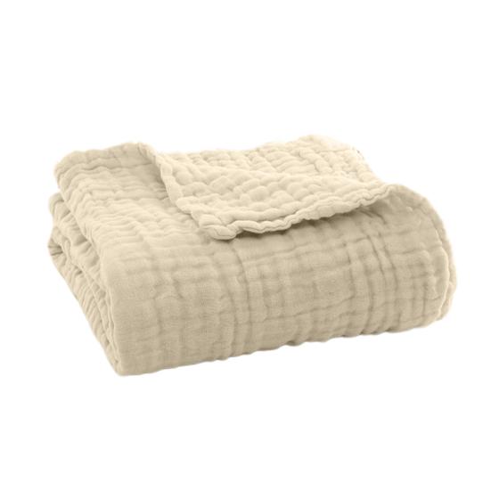 Muslinkos Sommer Sofateppe Pustende Ensfarvet Muslinklede Koseteppe for Seng Sofa Reise Feriebruk