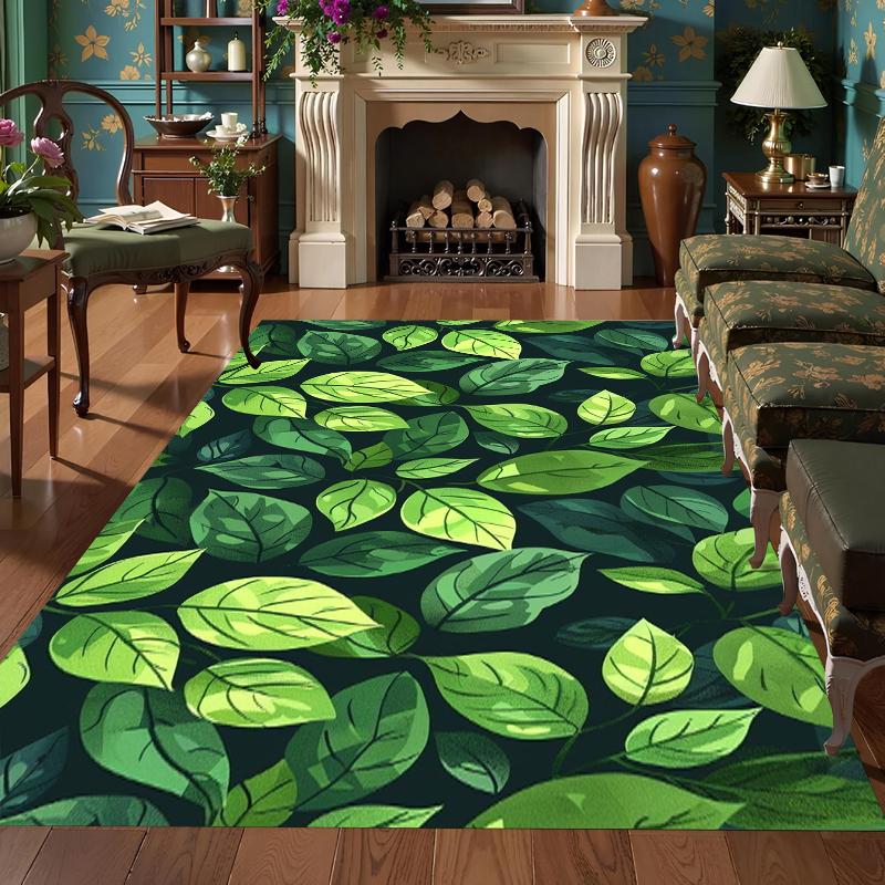 3D Palm Leaf Carpet Green Tropical Plants Rugs Kitchen Bathroom Anti-Slip Door Mats Carpet Living Room Bedroom Decor Floor Rugs