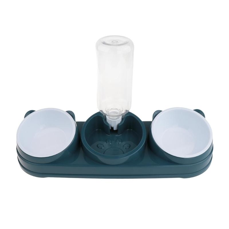 Double Bowl Pet Food Water Dish Feeder For Dog Cats Daily Feeding with Automatic Water Dispenser For Pet Dry Wet Food
