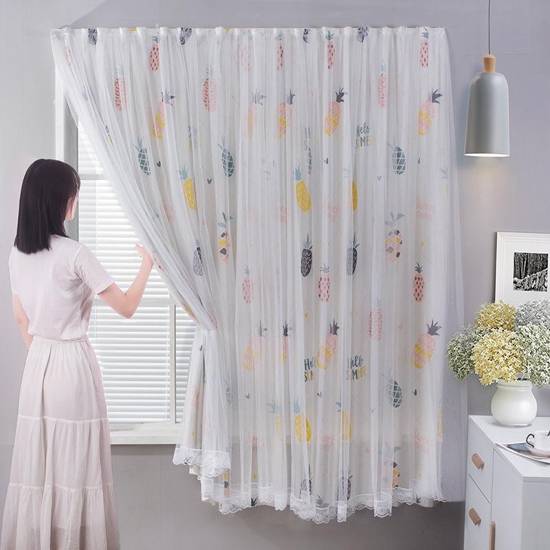 No Punching Velcro Blackout Curtains Pasted Dormitory Bay Windows Opaque Rental Gauze Finished Products