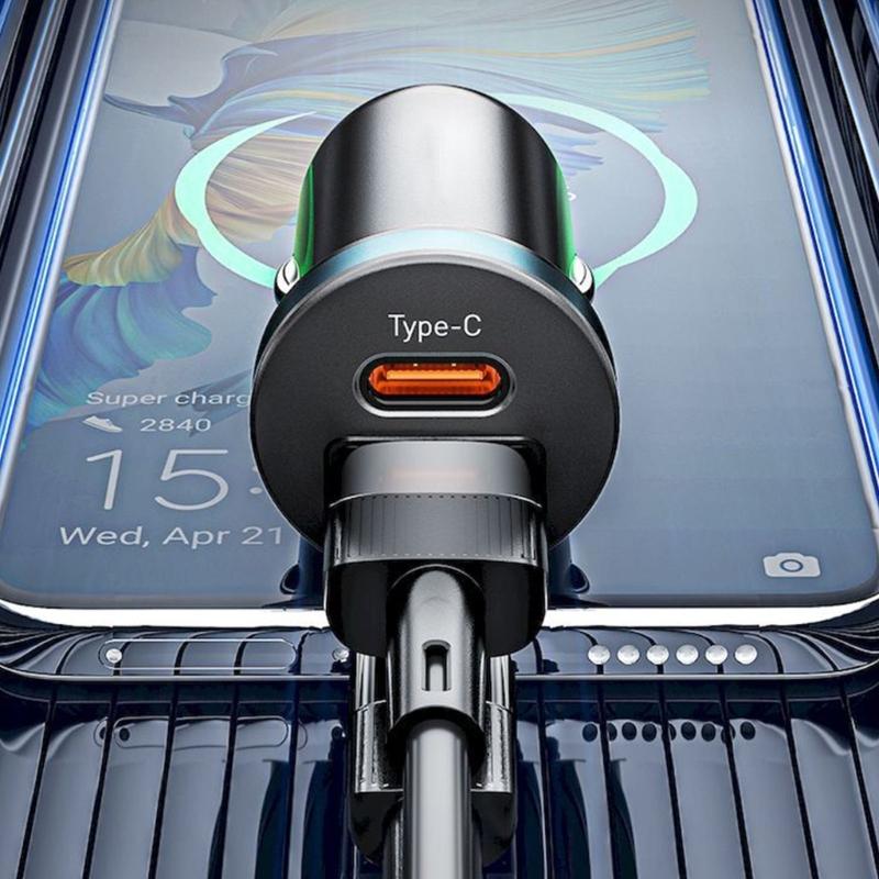 High Speeded 30W Car Smartphones Power Adapter With USB A And Type C Ports Suitable For Rapid Charging Of Mobile Devices