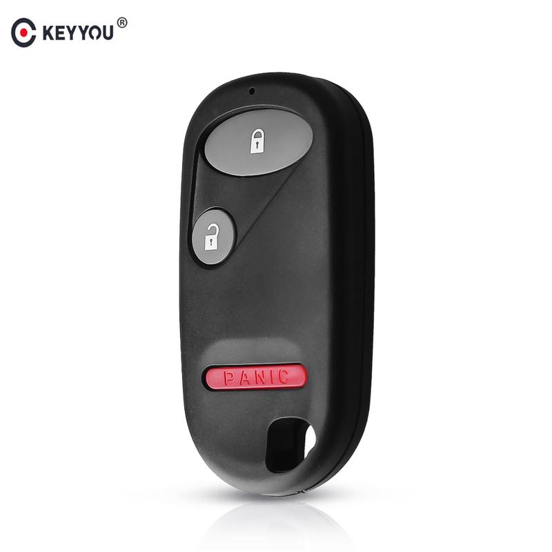 KEYYOU 3 Buttons 2+Panic Blank Key Case Shell Replace For Honda Accord 1997 Element 2003-2011 CR-V Civic Remote Car Key Cover