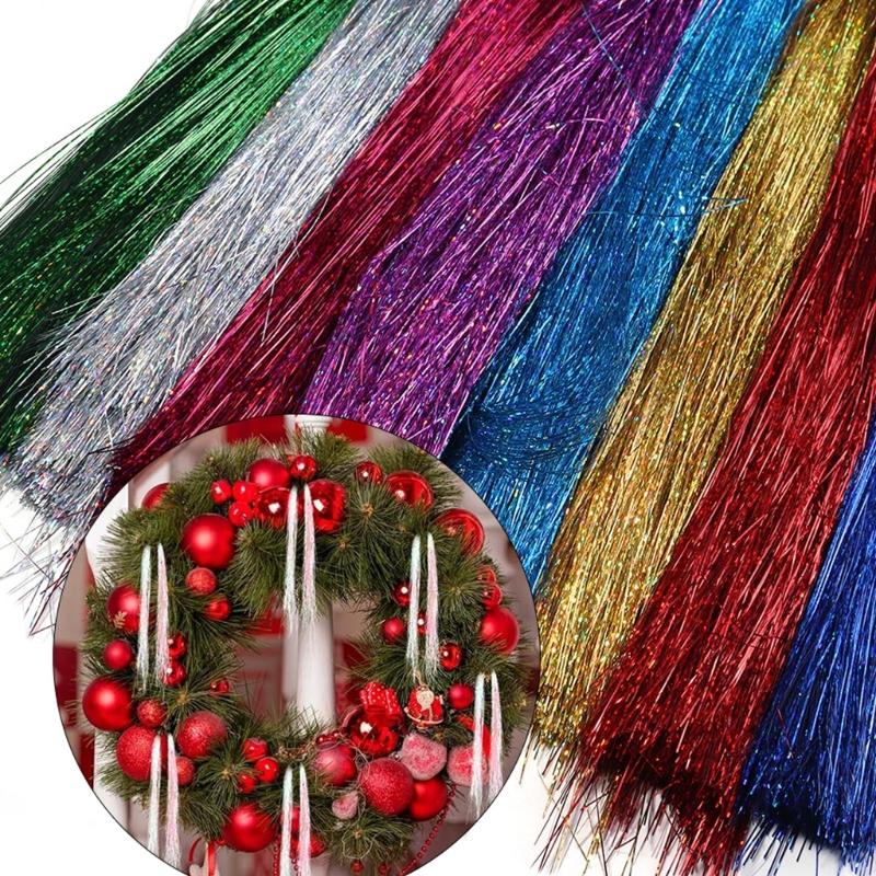 Lasers Ribbon for Christmas Tree Accent Party Decoration Metallic Finish Tinsel for Birthdays Weddings Anniversaries