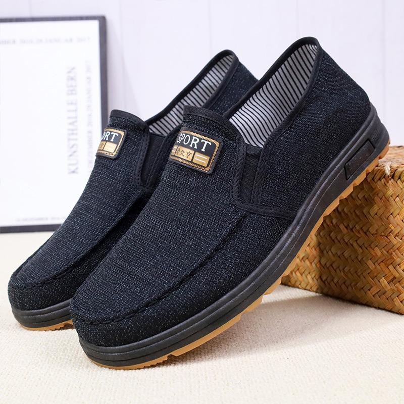 Men's Skate Shoes, Old Beijing Cloth Shoes with Anti-slip Wear-resistant Rubber Sole, Lightweight Breathable Canvas Shoes, Soft Comfort Work Shoes