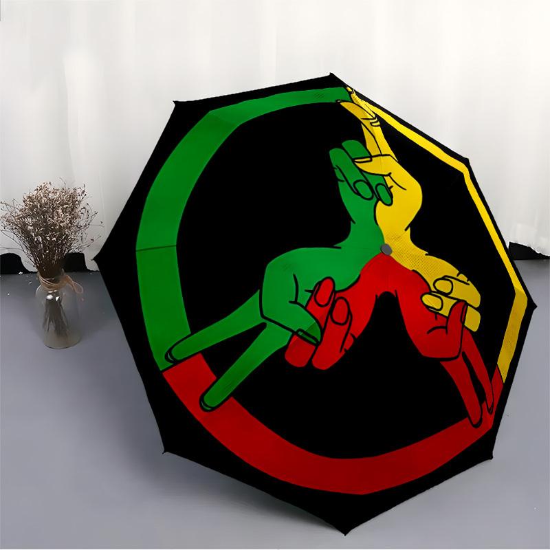 1pc Peace Love Automatic Open 8-Rib Windproof Umbrella, Travel & Commuting, Suitable for All Seasons