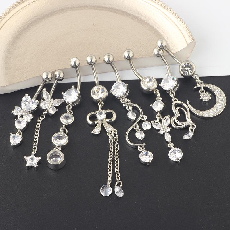 Stainless steel zirconium belly button ring set of body piercing accessories
